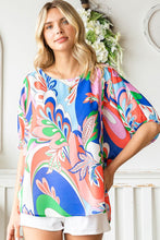 Load image into Gallery viewer, First Love Multi Colored Leaf Print Drop Shoulder Woven Top Top First Love   
