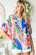 Load image into Gallery viewer, First Love Multi Colored Leaf Print Drop Shoulder Woven Top Top First Love   
