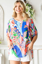 Load image into Gallery viewer, First Love Multi Colored Leaf Print Drop Shoulder Woven Top Top First Love   
