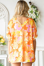 Load image into Gallery viewer, First Love Floral Print Relaxed Fit Top in Orange Multi Shirts &amp; Tops First Love   
