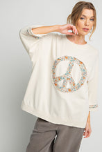 Load image into Gallery viewer, Easel Floral Peace Sign Pullover in Beige ON ORDER ESTIMATED ARRIVAL DECEMBER Shirts &amp; Tops Easel   
