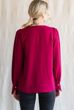 Load image into Gallery viewer, Jodifl Solid Color Long Peasant Sleeves Top in Burgundy Shirts &amp; Tops Jodifl   
