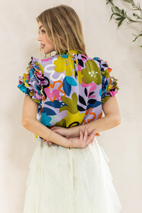 Oddi Floral Printed Blouse in Lavender Shirts & Tops Oddi   