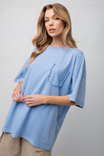 Load image into Gallery viewer, Easel Short Sleeve Mineral Wash Tunic Top in Periwinkle Shirts &amp; Tops Easel   
