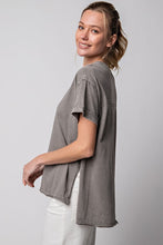 Load image into Gallery viewer, Easel Mineral Washed Cotton Jersey Top in Smoke Top Easel   
