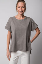 Load image into Gallery viewer, Easel Mineral Washed Cotton Jersey Top in Smoke Top Easel   
