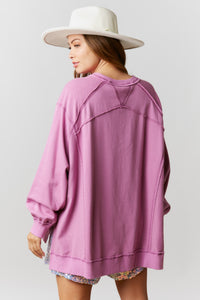 Fantastic Fawn Oversized Top With Reversed Stitch Details in Orchid Top Fantastic Fawn   