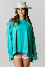 Load image into Gallery viewer, Fantastic Fawn Oversized Top With Reversed Stitch Details in Dark Mint Top Fantastic Fawn   
