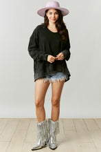 Load image into Gallery viewer, Peach Love Washed Contrast Sweatshirt in Charcoal Shirts &amp; Tops Peach Love California   
