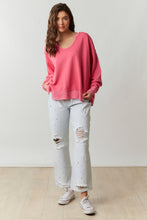 Load image into Gallery viewer, Peach Love Washed Contrast Sweatshirt in Pink Shirts &amp; Tops Peach Love California   
