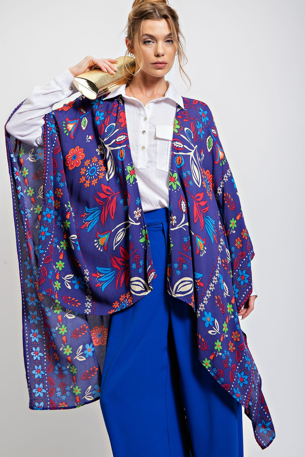 Easel All I Need Flowy Kimono in Blueberry Kimono Easel   
