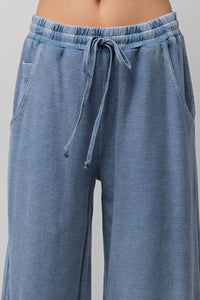 Easel Inside Out Terry Knit Pants in Denim Pants Easel   
