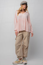 Load image into Gallery viewer, Easel Long Sleeve Span Tiered Top in Blush Shirts &amp; Tops Easel   
