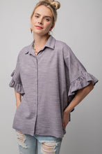 Load image into Gallery viewer, Easel Melange Cotton Linen Oversized Top in Purple Ash  Easel   
