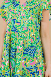 SundayUp Multi Print Midi Dress in Green  SundayUp   