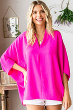 Load image into Gallery viewer, First Love Solid Color Woven Top in Ultra Hot Pink Shirts &amp; Tops First Love   
