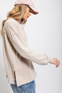 Easel Terry Knit Pullover in Light Khaki Shirts & Tops Easel   