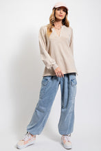 Load image into Gallery viewer, Easel Terry Knit Pullover in Light Khaki Shirts &amp; Tops Easel   
