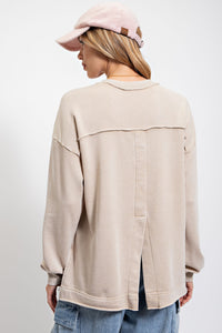 Easel Terry Knit Pullover in Light Khaki Shirts & Tops Easel   