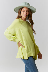Fantastic Fawn Pull Over With Side Zipper Details in Neon Lime Shirts & Tops Fantastic Fawn   