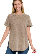 Load image into Gallery viewer, Acid Washed French Terry Raglan Top in Mocha Shirts &amp; Tops Zenana   
