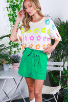 Vine & Love Floral Print Sweater Top in Cream Multi Shirts & Tops Vine & Love   