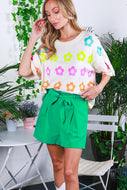 Vine & Love Floral Print Sweater Top in Cream Multi Shirts & Tops Vine & Love   