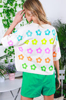 Vine & Love Floral Print Sweater Top in Cream Multi Shirts & Tops Vine & Love   