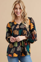 Jodifl Ginkgo Leaves Print Top in Black Shirts & Tops Jodifl   
