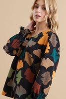 Jodifl Ginkgo Leaves Print Top in Black Shirts & Tops Jodifl   