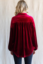 Load image into Gallery viewer, Jodifl Solid Color Button Down Velvet Top in Wine Shirts &amp; Tops Jodifl   
