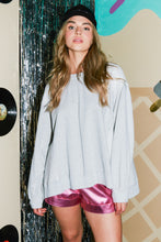 Load image into Gallery viewer, Fantastic Fawn Oversized Top With Reversed Stitch Details in Heather Grey Top Fantastic Fawn   
