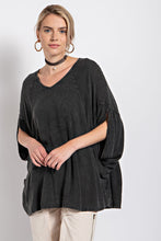 Load image into Gallery viewer, Easel Mineral Washed Gauze Loose Fit Top In Black Shirts &amp; Tops Easel   
