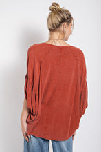 Load image into Gallery viewer, Easel Mineral Washed Gauze Loose Fit Top In Brick Shirts &amp; Tops Easel   
