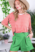 Vine & Love Contrasting Colors Striped Top in Red