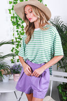 Vine & Love Contrasting Colors Striped Top in Sage