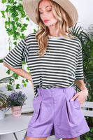 Vine & Love Contrasting Colors Striped Top in Black