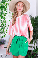 Vine & Love Contrasting Colors Striped Top in Coral