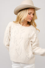 Load image into Gallery viewer, Blue B Western Boot Stitched Knit Sweater in Cream
