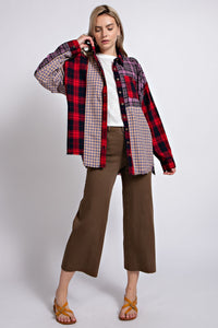 Easel Mix-n-Match Plaid Button Down Shirt in Red Shirts & Tops Easel   