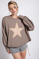 Easel Suede Patch Cotton Jersey Top in Ash Shirts & Tops Easel   