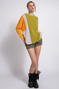 Easel Mineral Washed Cotton Top in Green Tea Shirts & Tops Easel   