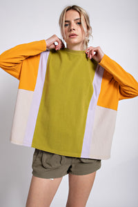Easel Mineral Washed Cotton Top in Green Tea Shirts & Tops Easel   