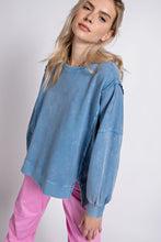 Load image into Gallery viewer, Easel Mineral Washed Pullover Top in Washed Blue Shirts &amp; Tops Easel   
