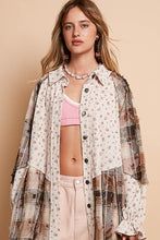 Load image into Gallery viewer, POL Floral and Plaid Print Button Down Top in Latte Multi
