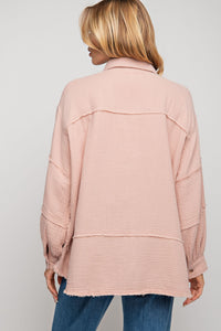 Easel Loose Fit Gauze Top in Dusty Rose Shirts & Tops Easel   