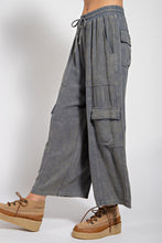 Load image into Gallery viewer, Easel Mineral Washed Cargo Wide Leg Pants in Washed Denim Pants Easel   
