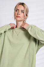 Load image into Gallery viewer, Easel Inside Out Terry Knit Top in Faded Sage Shirts &amp; Tops Easel   
