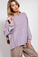 Load image into Gallery viewer, Easel Inside Out Terry Knit Top in Dusty Lilac Shirts &amp; Tops Easel   
