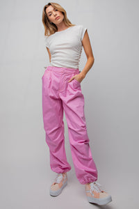 Easel Parachute Cargo Pants in Barbie Pink Pants Easel   